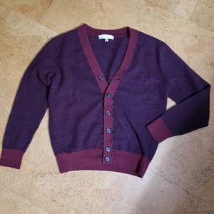 Vintage-Style Women's Two-Tone Plum Cardigan Sweater